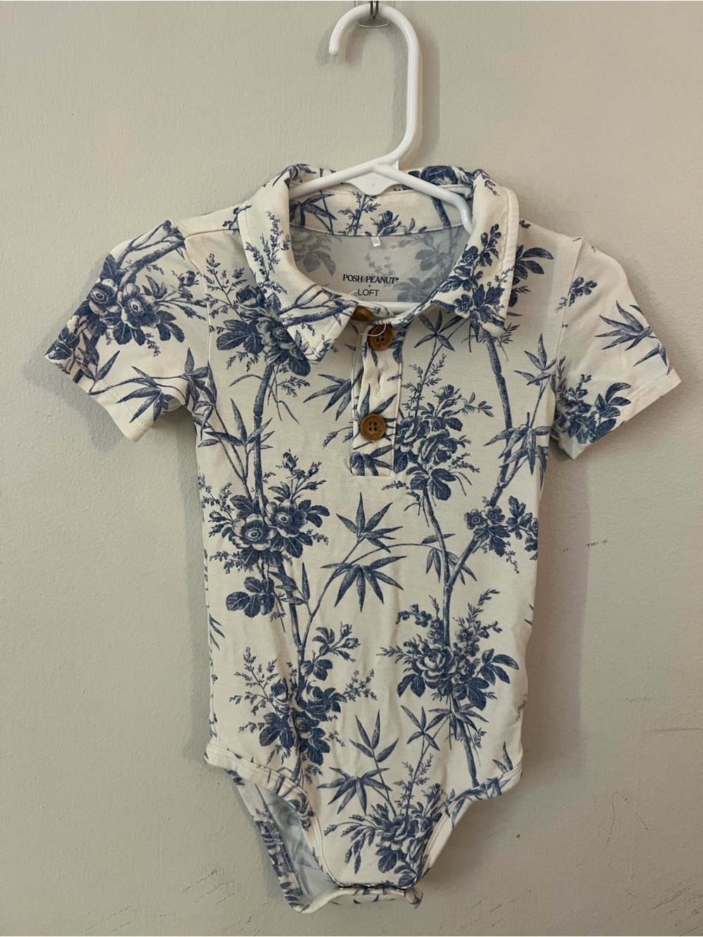 Posh Peanut x Loft | Blue Floral Polo Bodysuit 18-24mos